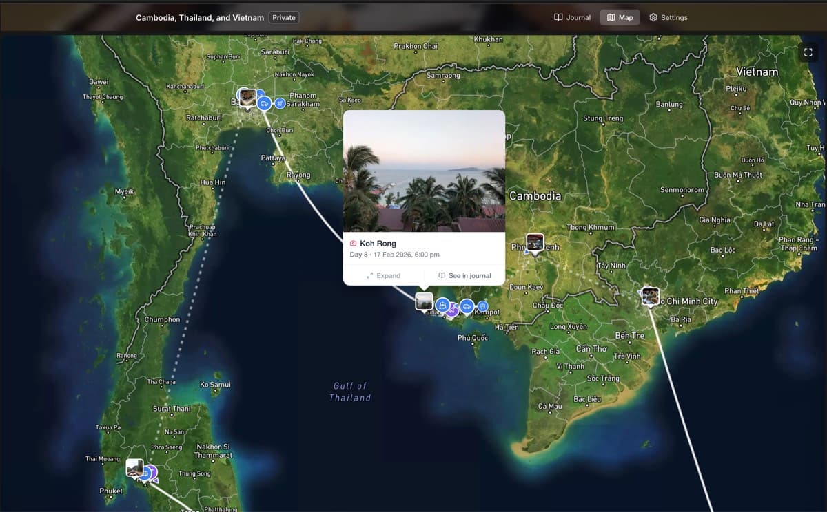 Flight arcs and transport paths connecting moments